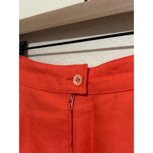 Max Mara Linen Skirt Women's Size 10 Orange Pencil Knee Length Straight Colorful - Picture 9 of 11